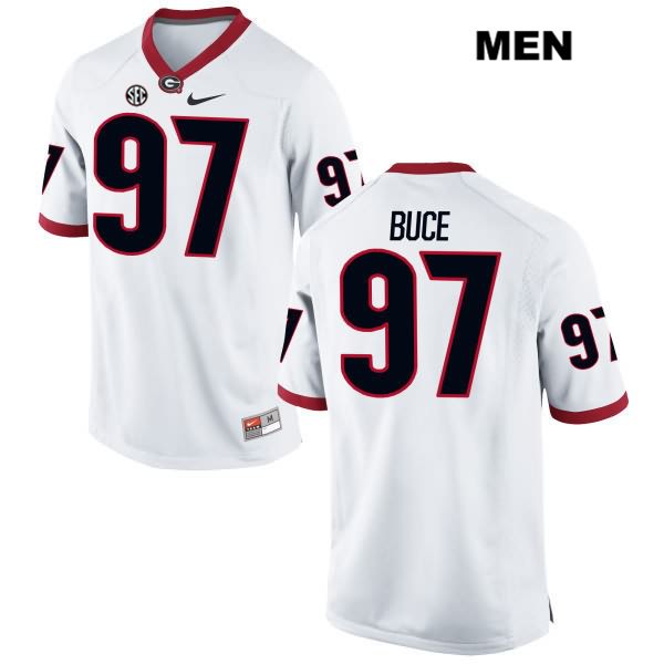 Georgia Bulldogs Men's Brooks Buce #97 NCAA Authentic White Nike Stitched College Football Jersey KSM0756LD
